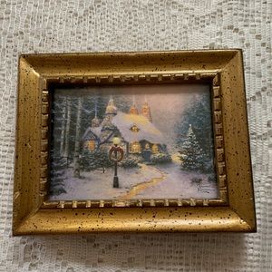 VINTAGE THOMAS KINKADE FRAMED ART 4”x5” “STONEHEARTH HUTCH” 2000